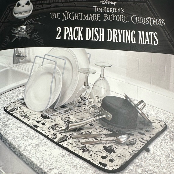 NEW Disney Tim Burton’s THE NIGHTMARE BEFORE CHRISTMAS Dish Drying Mats Set/2 - Picture 2 of 5